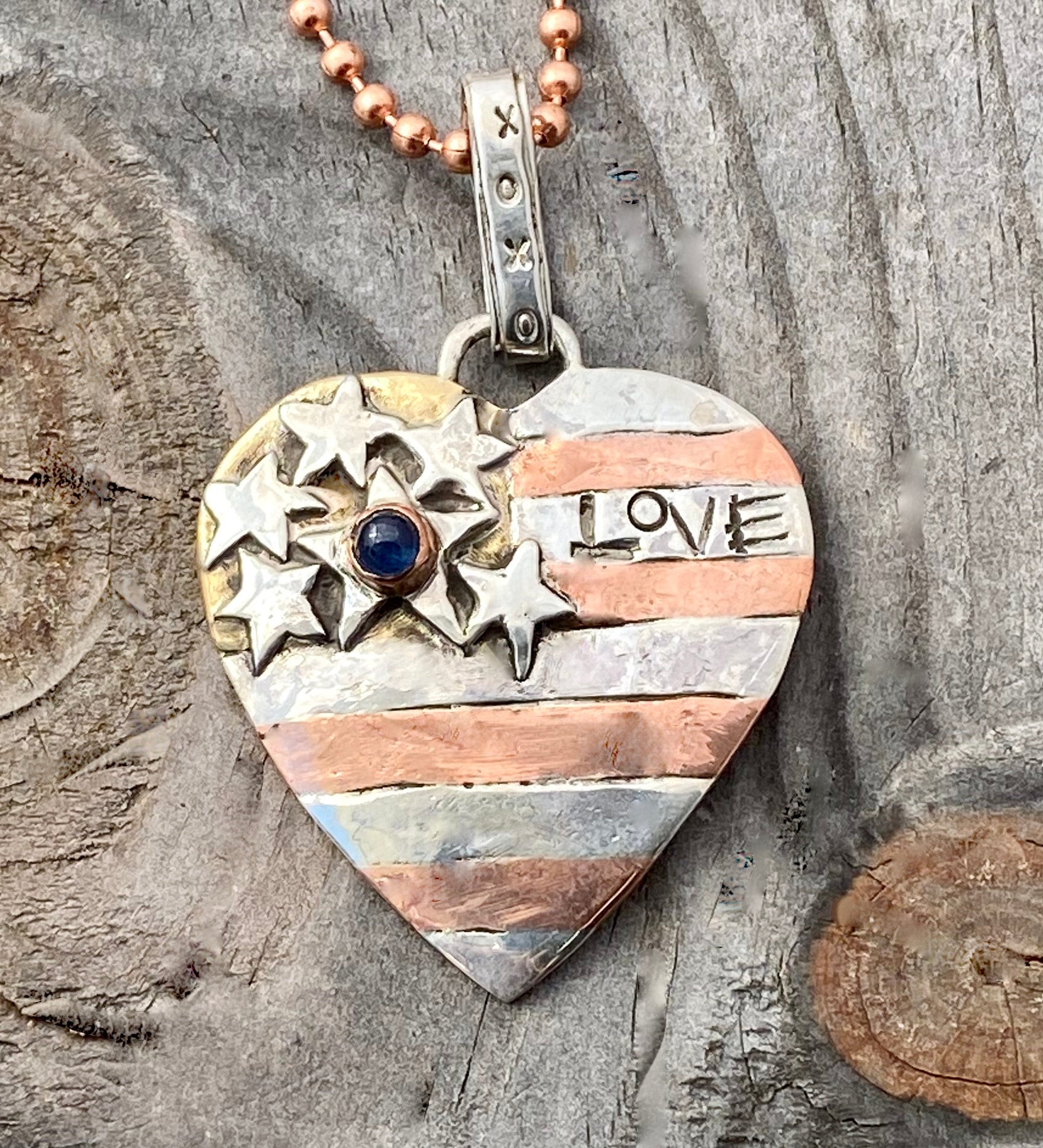 American flag with love pendant by Cindy Bolin